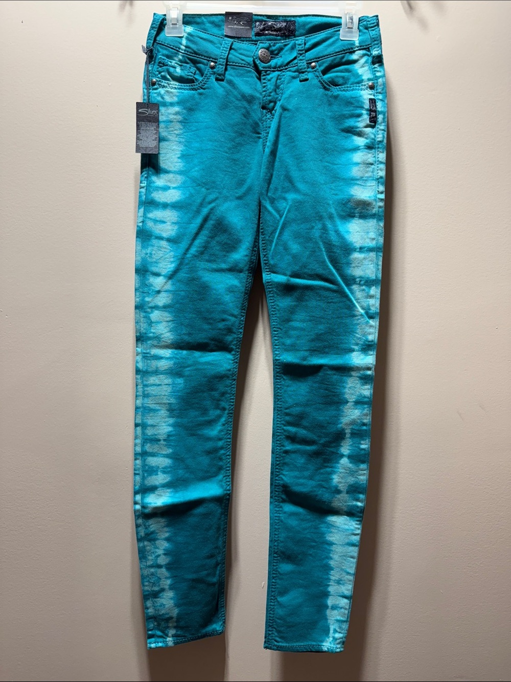 Silver Jeans Women's Skinny Tie-Dye Teal Jeans